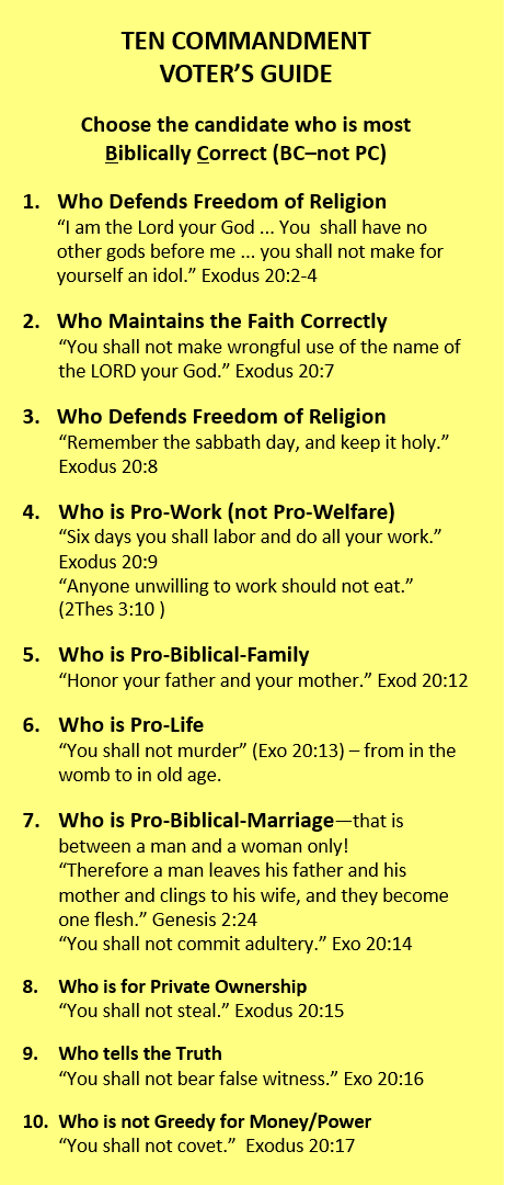 10 Commandment Voter Guide