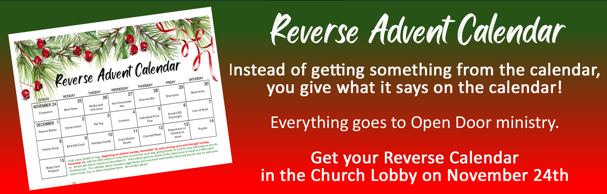 Reverse Advent Calendar